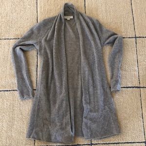 White + Warren Grey Cashmere Trapeze Cardigan